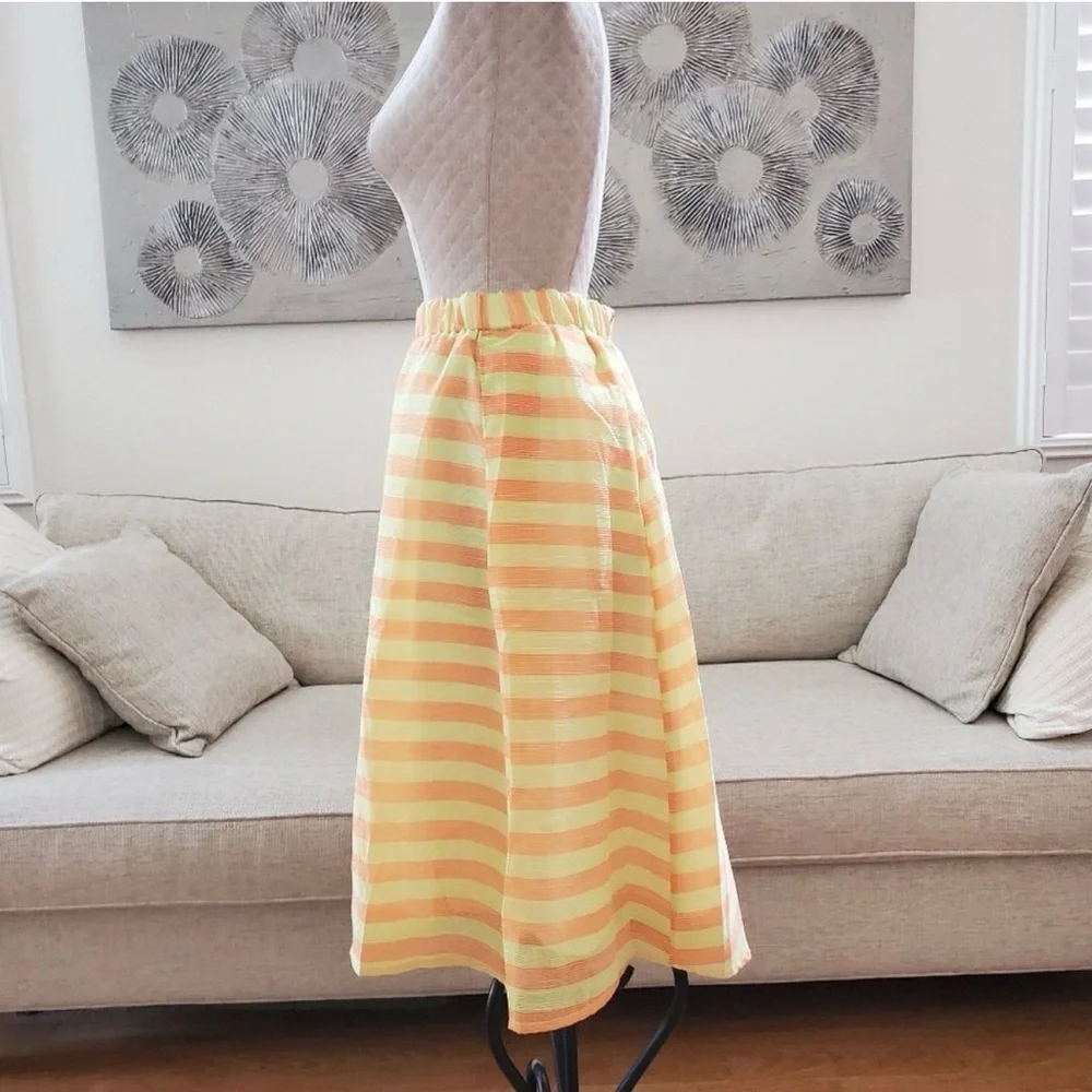 Lane Bryant 22/24 Yellow Striped A-Line Plus Skirt Summer Party Office lined